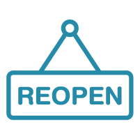 Reopen sign icon blue