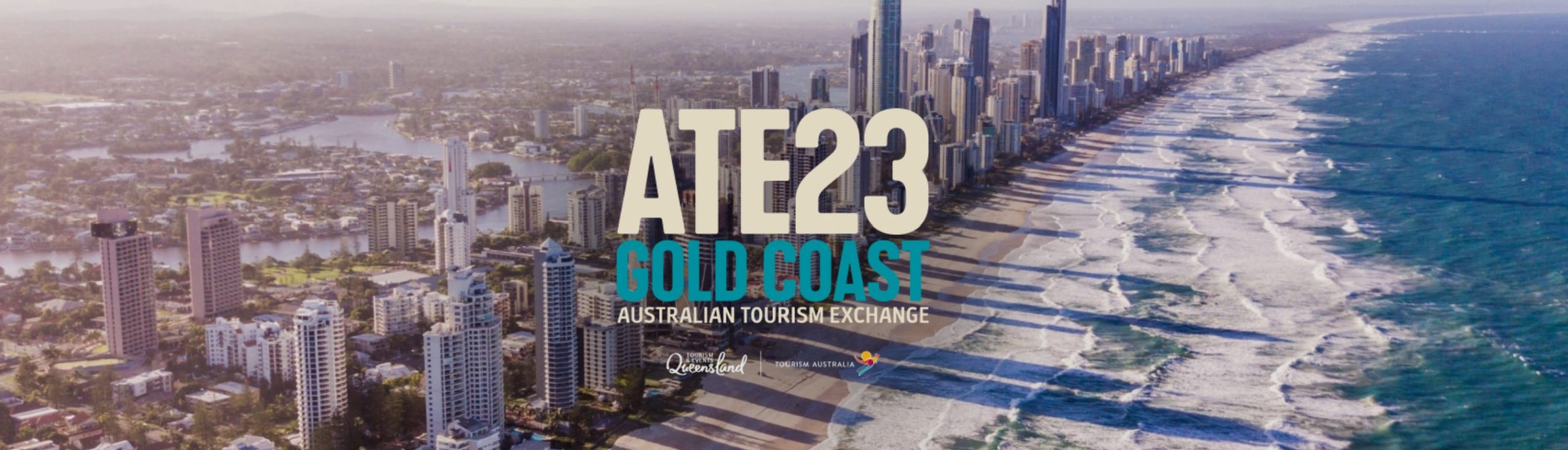 Gold Coast QLD image from the Sky with the ATE logo